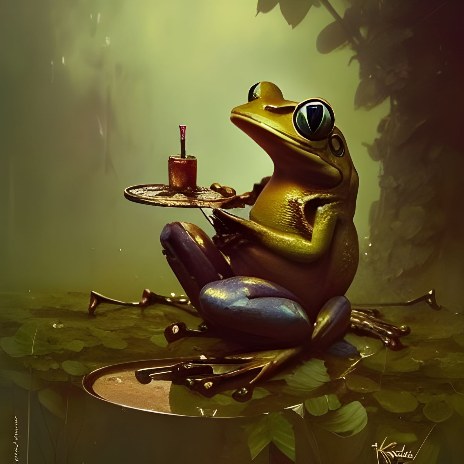 frog relaxing - AI Generated Artwork - NightCafe Creator
