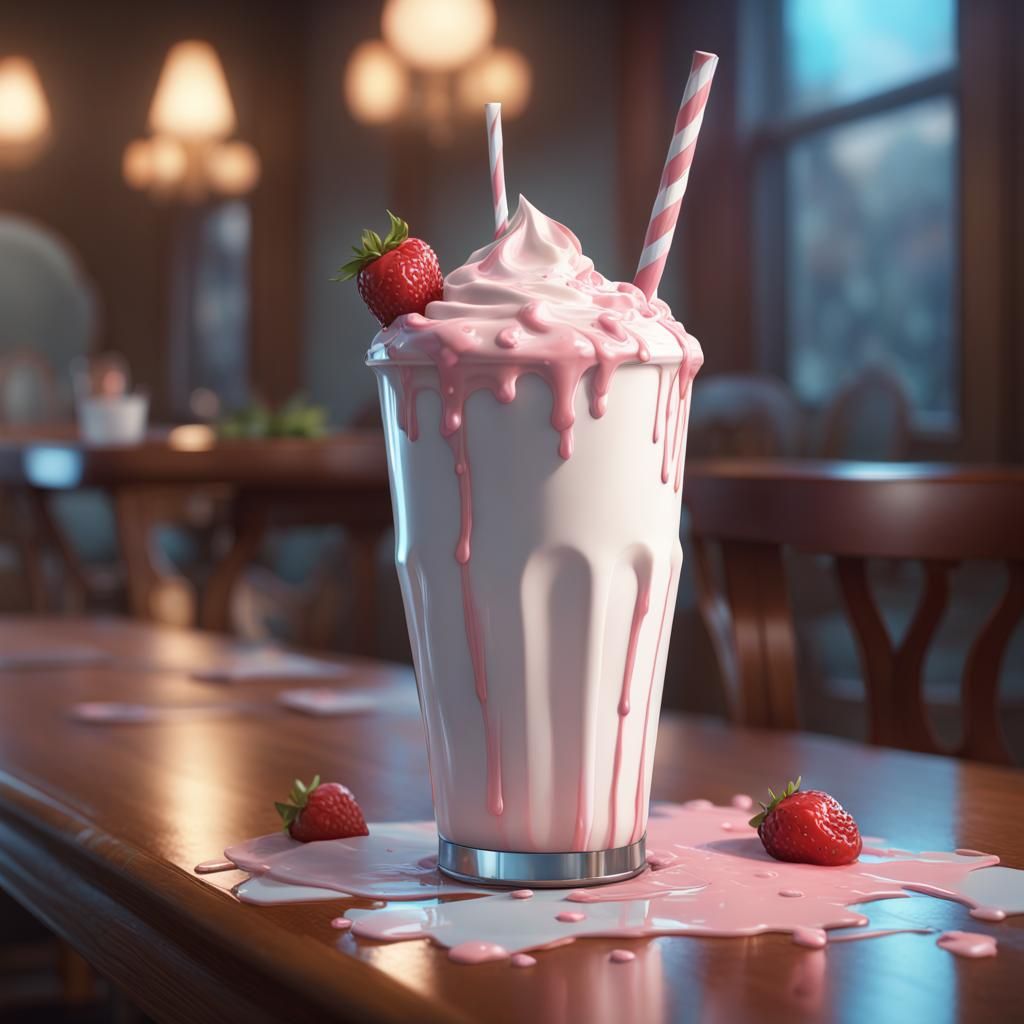 Milkshake on a table.