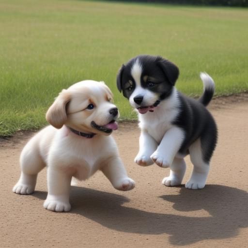 Puppies playing tag