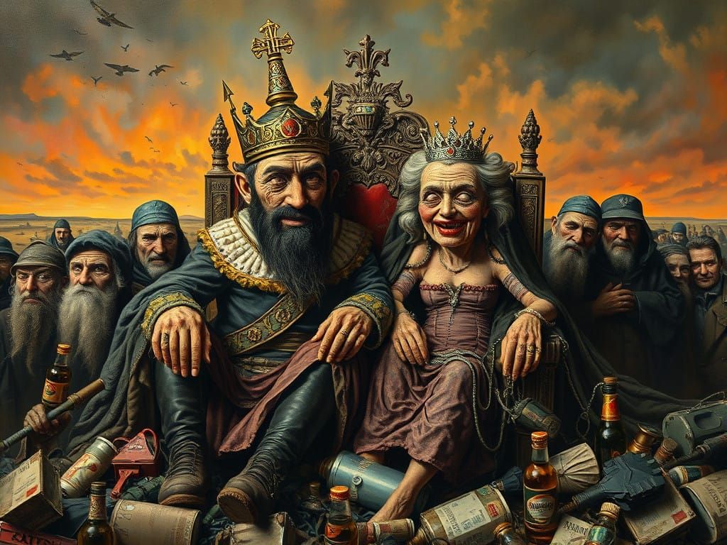 Grotesque Sovereign of Excess Reigns in a Sea of Trash