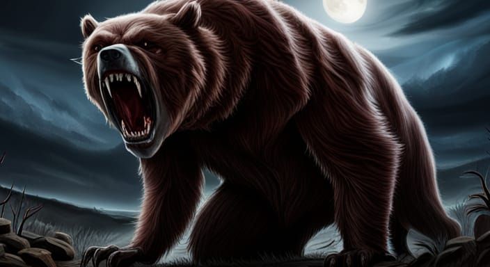 Skinwalker rabid bear scary hulking gross terrifying moonlight ...