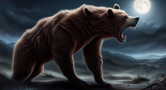 Skinwalker rabid bear scary hulking gross terrifying moonlight ...