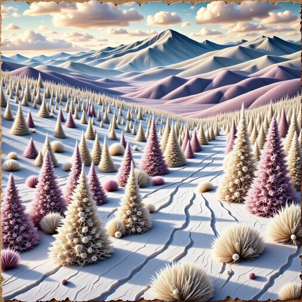 Colorado Landscape Collage with Encaustic and Crochet Textur...