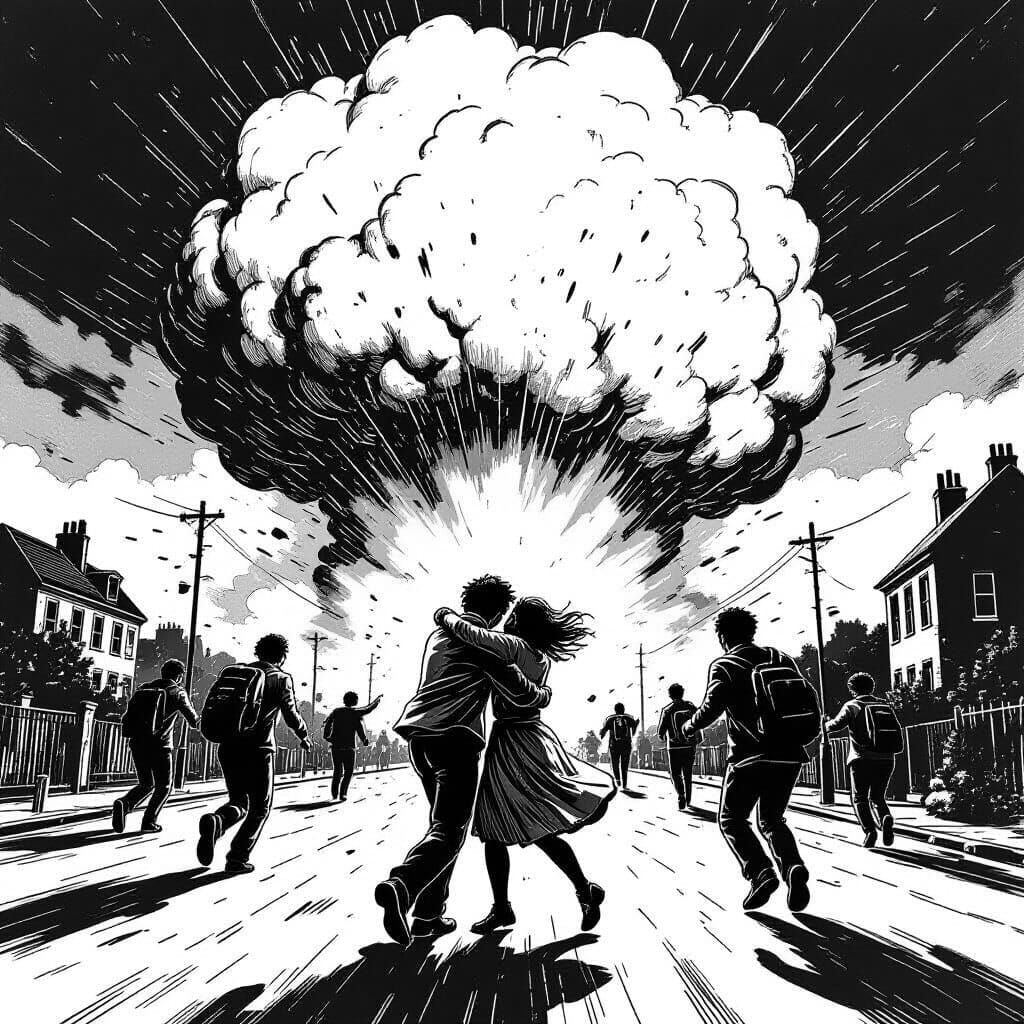 Tsar Bomba Explosion in Comic Art Style