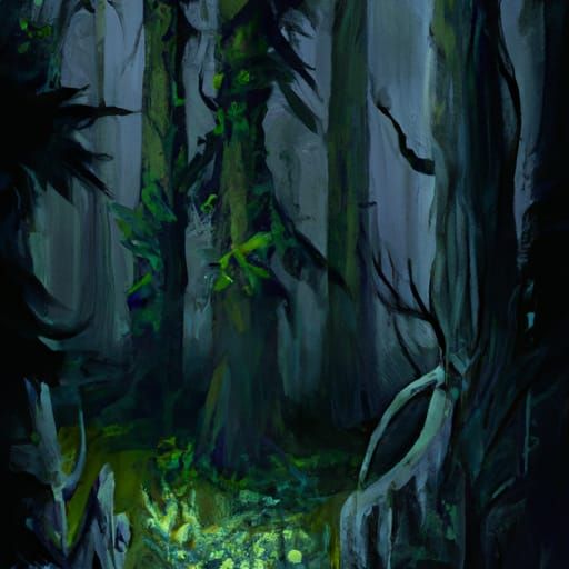 Black Forest, eerie dark atmosphere, grown of leaves, darkne...