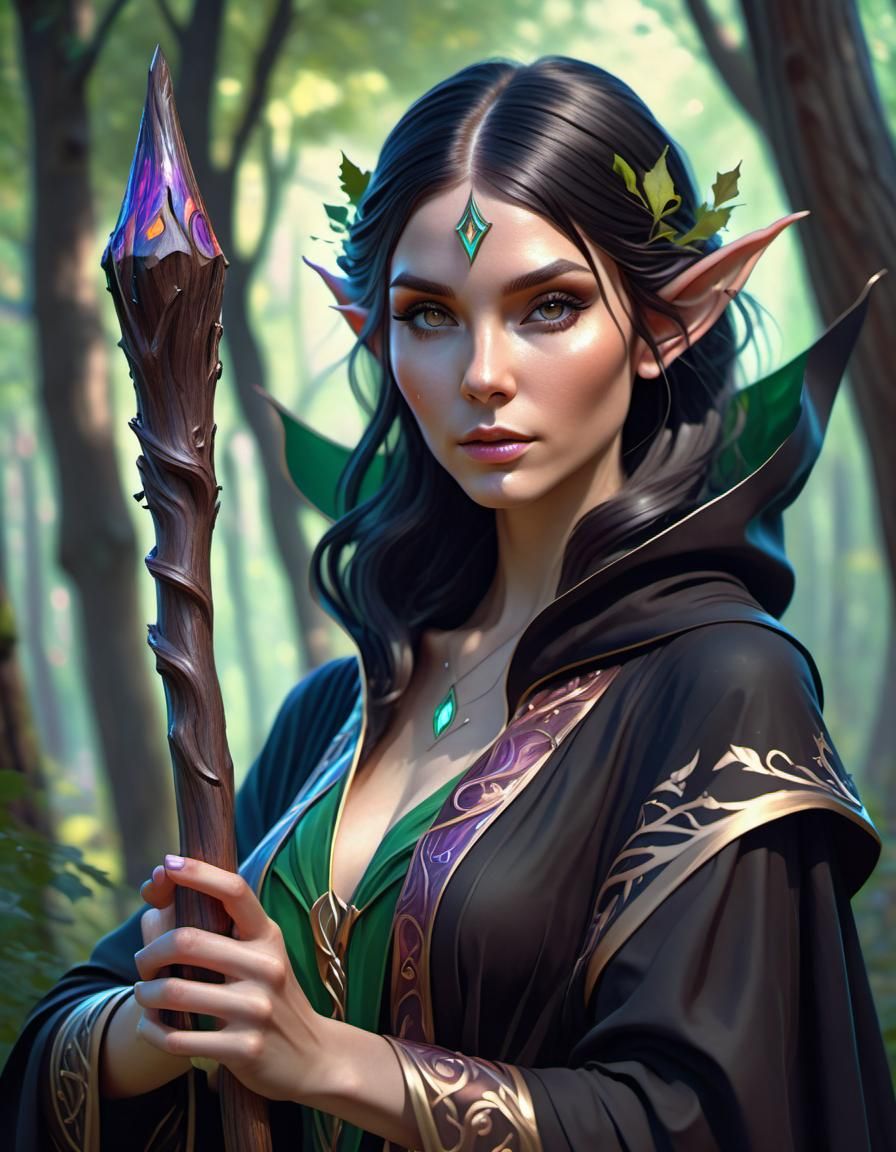 Unnamed Sorceress - Wood Elf  by @Thoragh