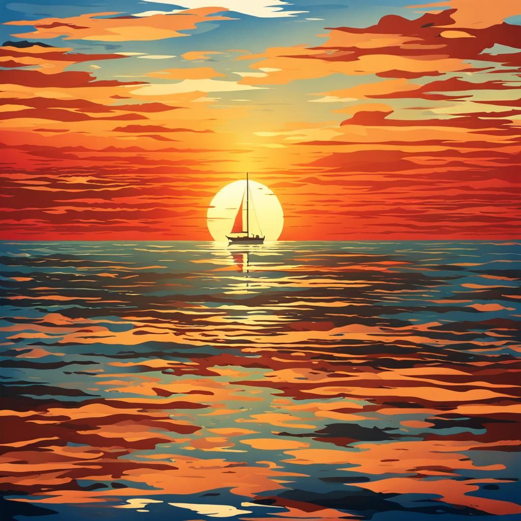 A sunset, oil-painting #4