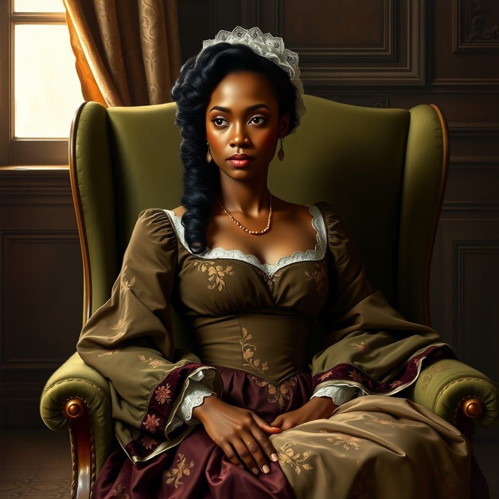Elegant Noblewoman in 18th-Century Velvet Armchair