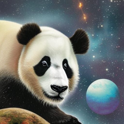 A mystical panda in space