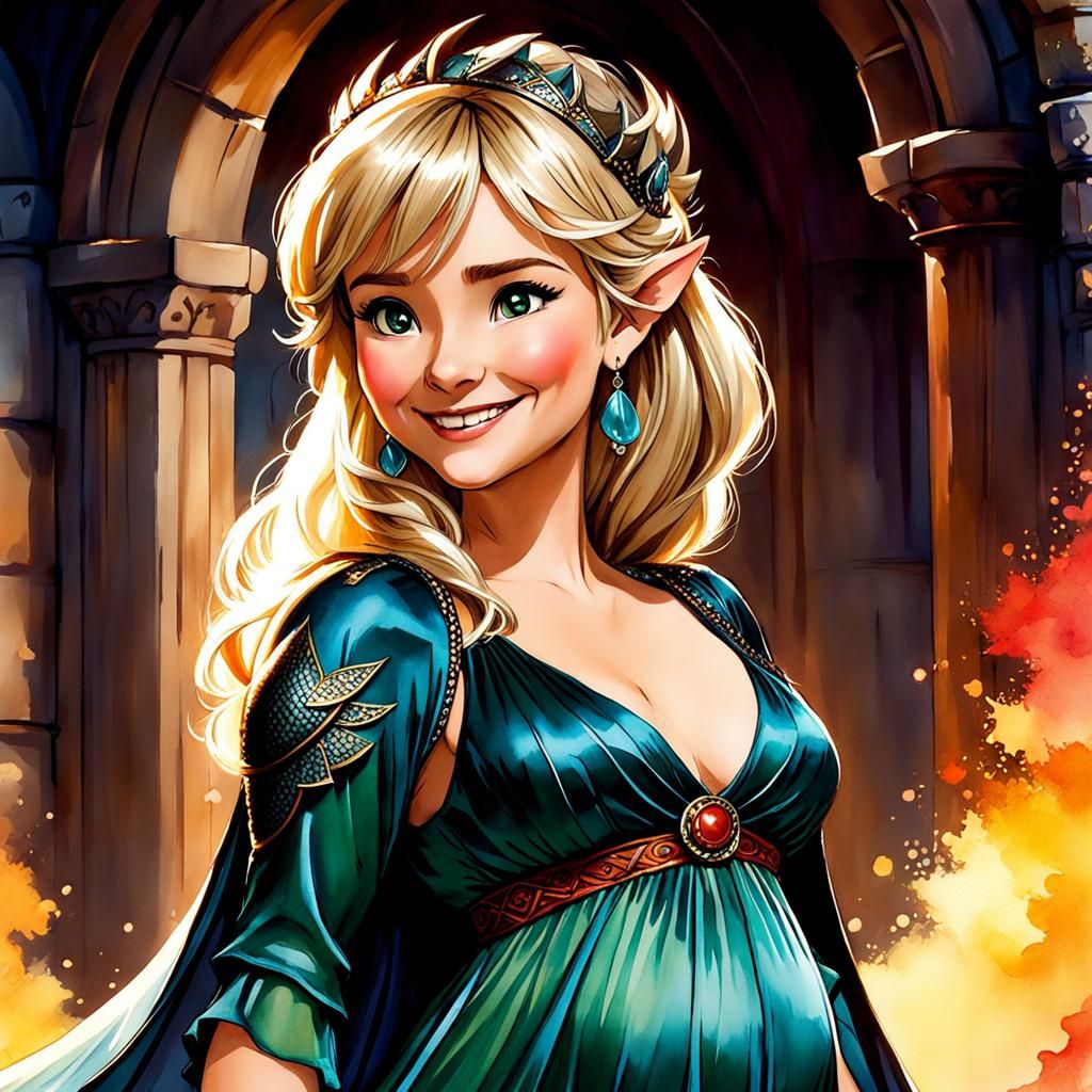 Cute pregnant Astrid Hofferson - AI Generated Artwork - NightCafe Creator