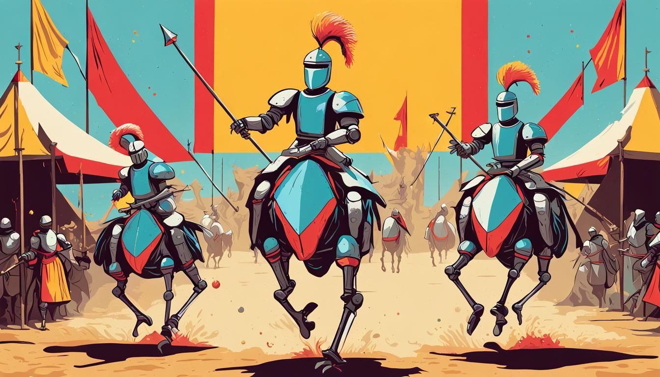 Robot knights riding Ostriches in a Jousting Competition - AI Generated ...