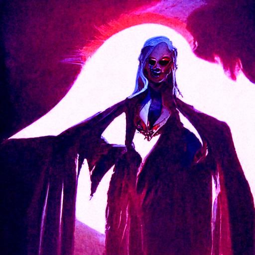 sun goddess with white hair in love with a vampire