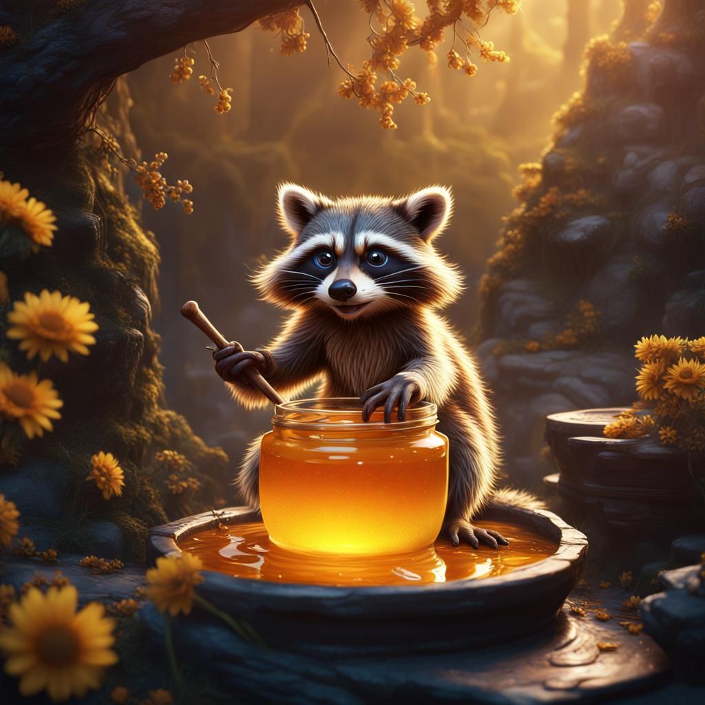 racoon making honey  by @korn_247