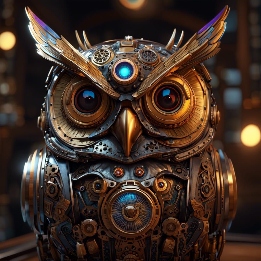 Steampunk robot owl - AI Generated Artwork - NightCafe Creator