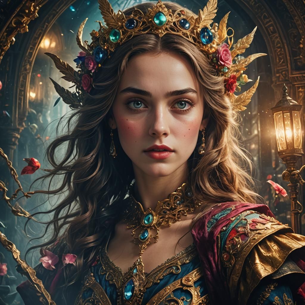 Close-up Portrait Epic Masterpiece Maximalist Mysterious Mag...