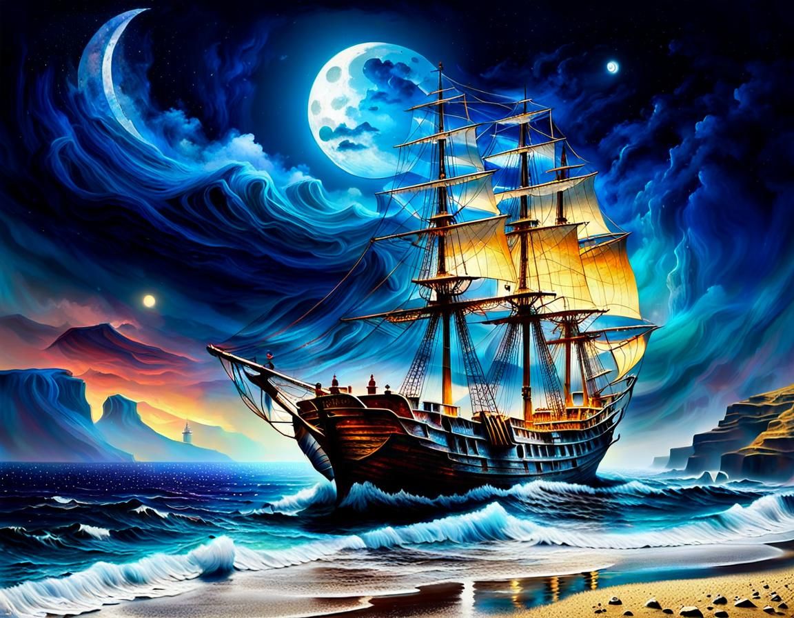A ghost ship on the  stormy sea .  by @Csf