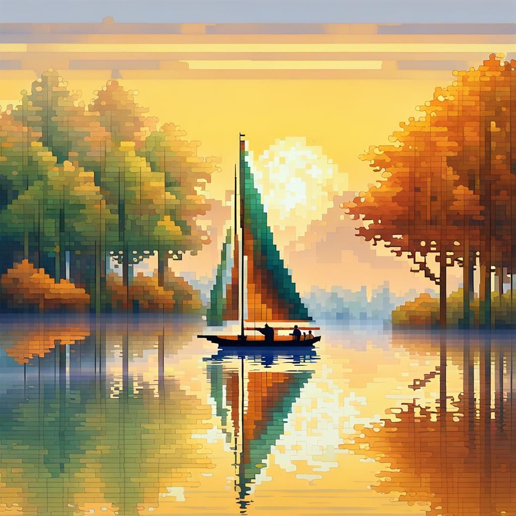 Pixel art lake