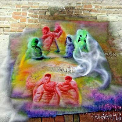 Smoke ghost spirit fight gang club stand by me chalk art dye...