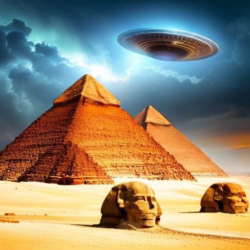 UFO Over Egypt - AI Generated Artwork - NightCafe Creator