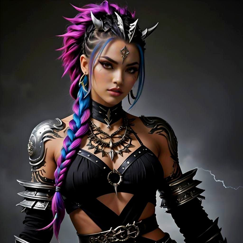 Divine Demon Queen with Cyberpunk Hairstyle