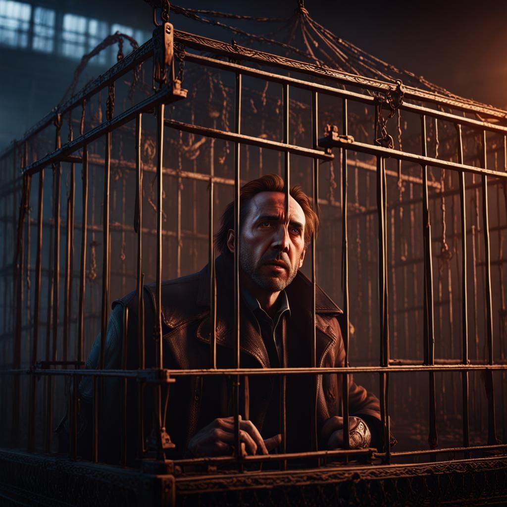 'Nic cage, trapped in a cage'