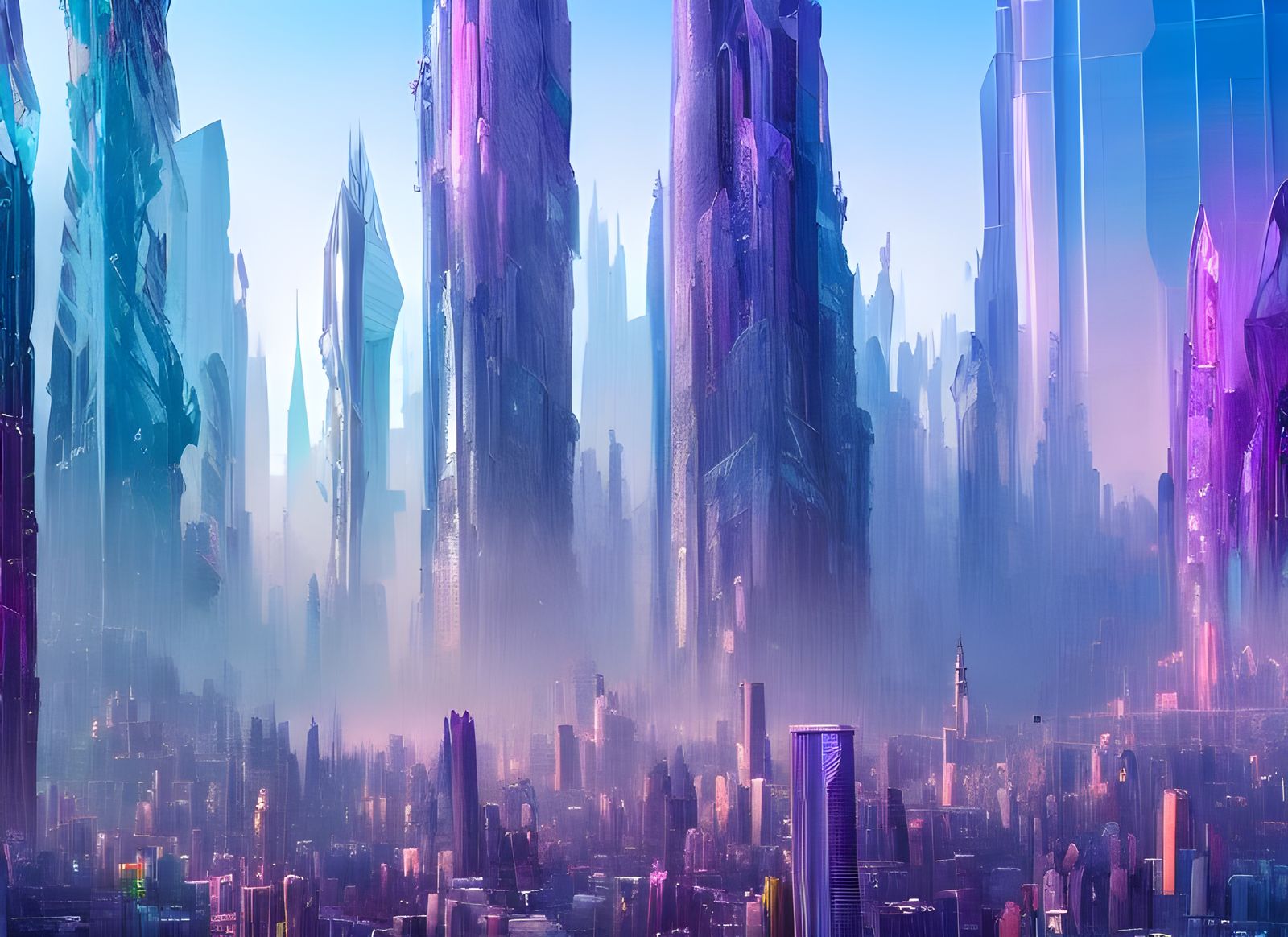 Futuristic cityscape sunset 🌇