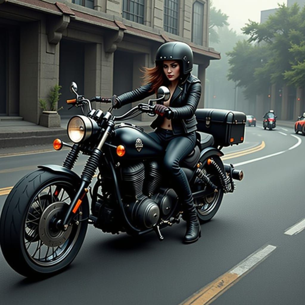 <lora:Flux Motorcycle:1.0>woman riding a motorcycle