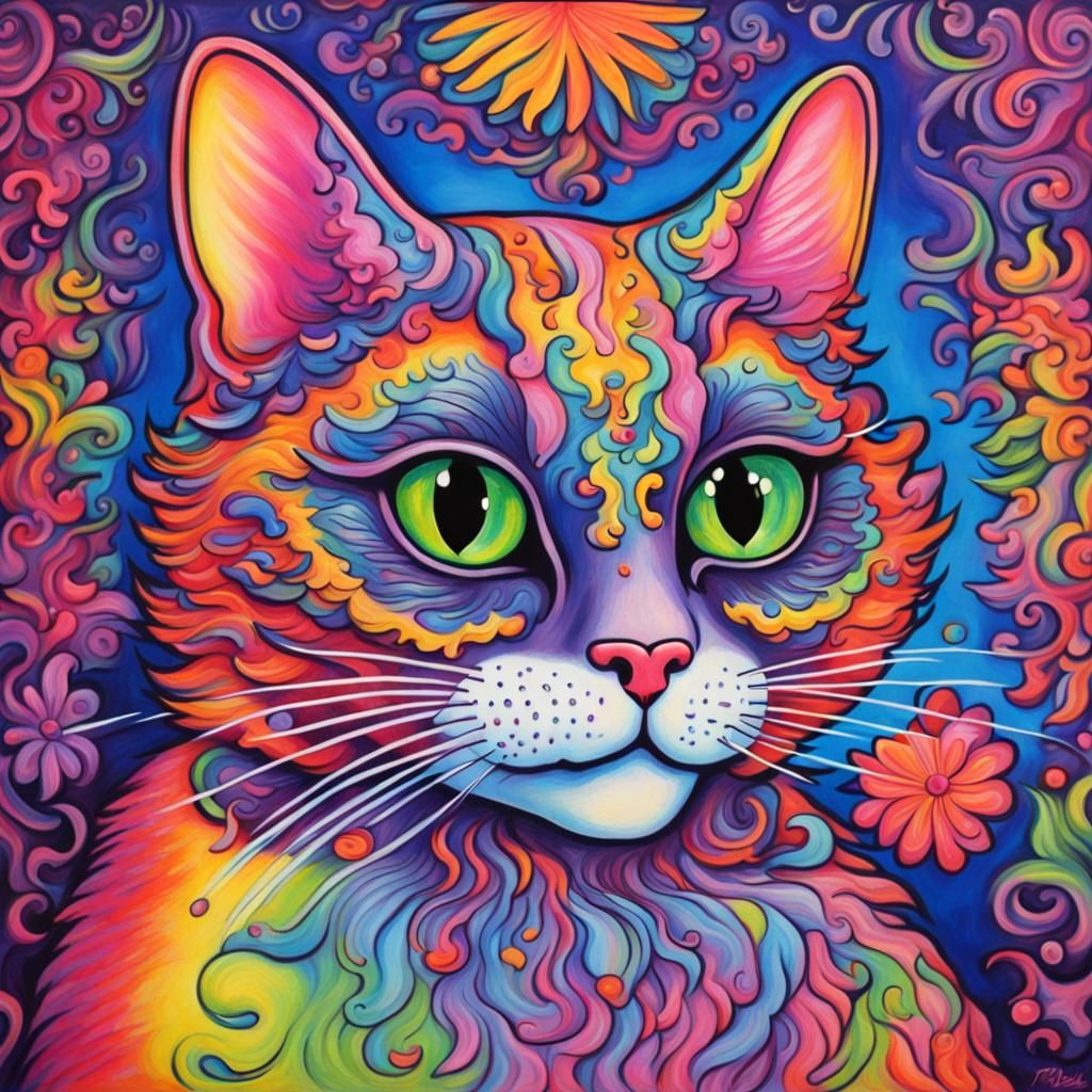 Louis Wain Cat in the style of Lisa Frank (SDXL 1.0) - AI Generated ...