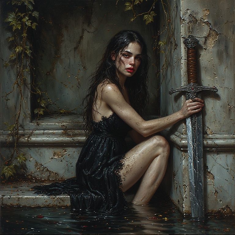 resting by her sword