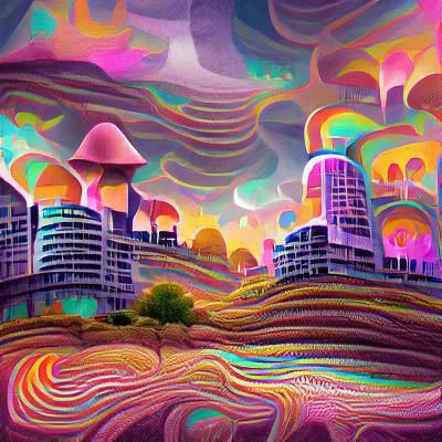 Psychedelic City Landscape - AI Generated Artwork - NightCafe Creator