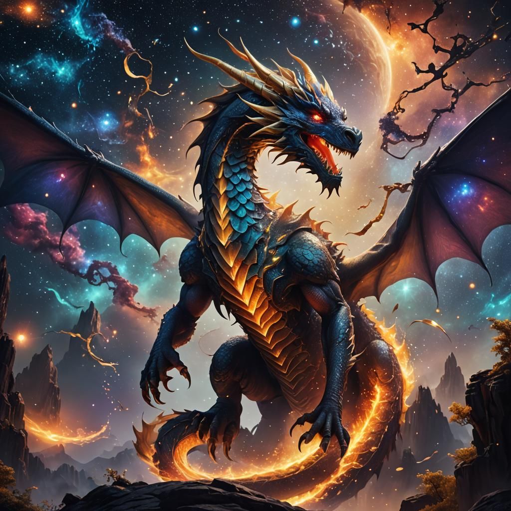 Celestial dragon among the stars  by @jyoti chan