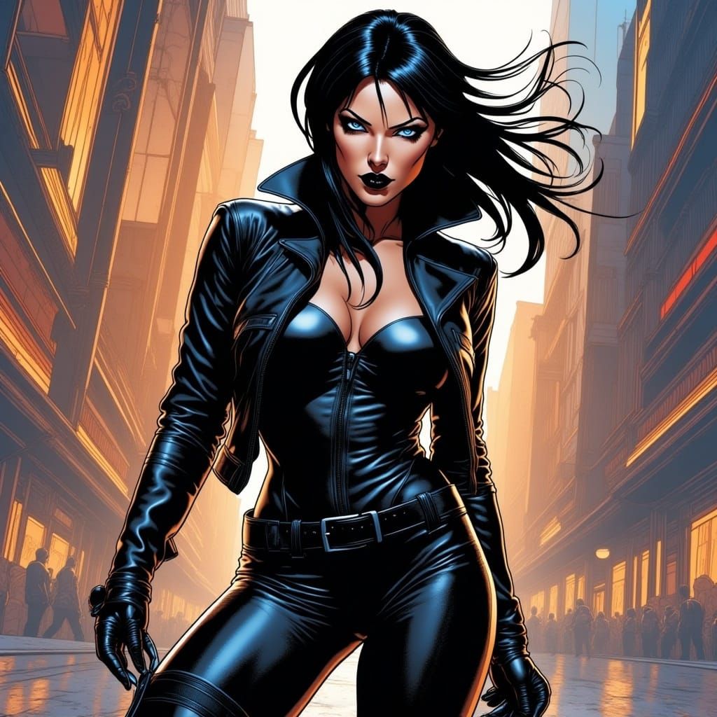  <lora:Aeon Flux Edition:1.0> Aeon Flux cutie, biker girl styled