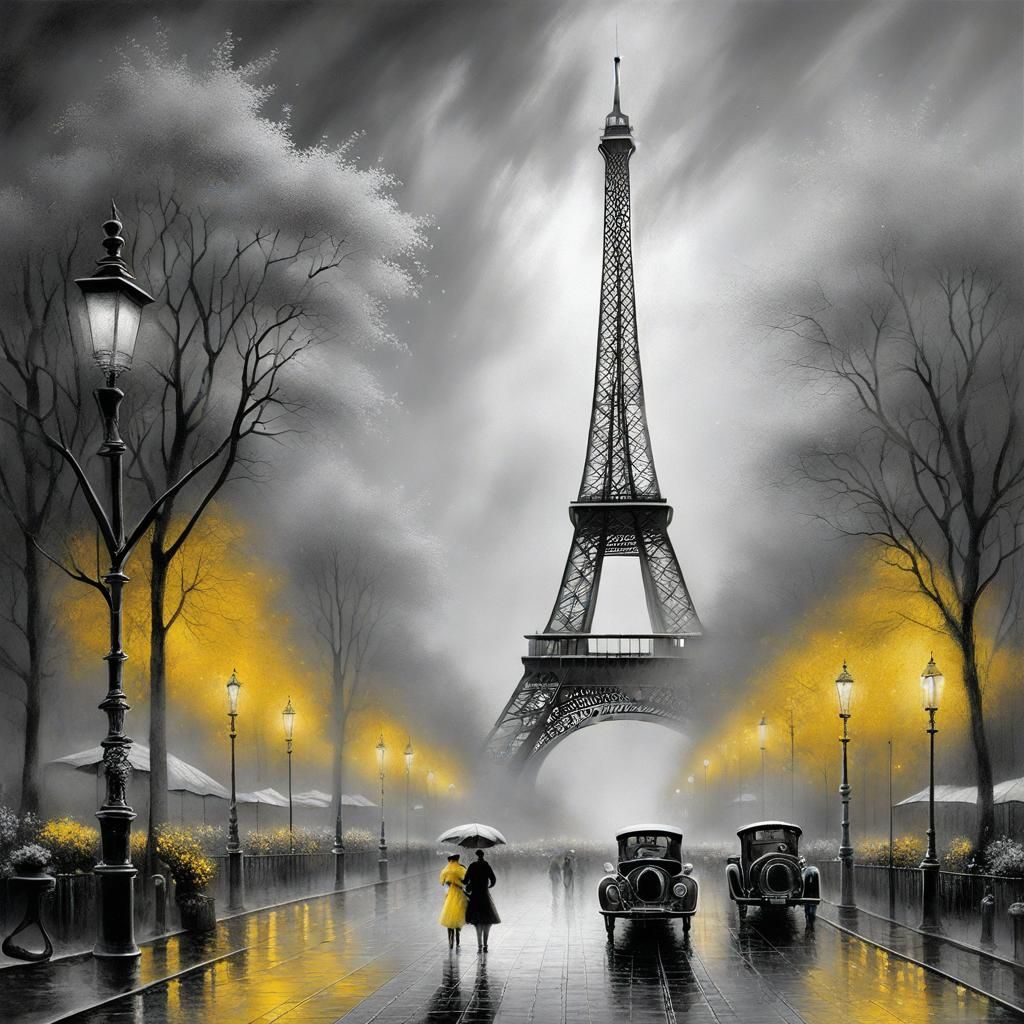 Night Glow, Eiffel Tower, Paris - AI Generated Artwork - NightCafe Creator