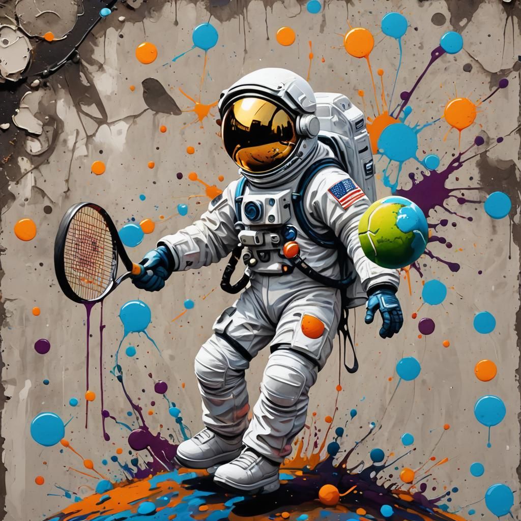stunning image of a cute adorable happy Astronaut Playing Te...