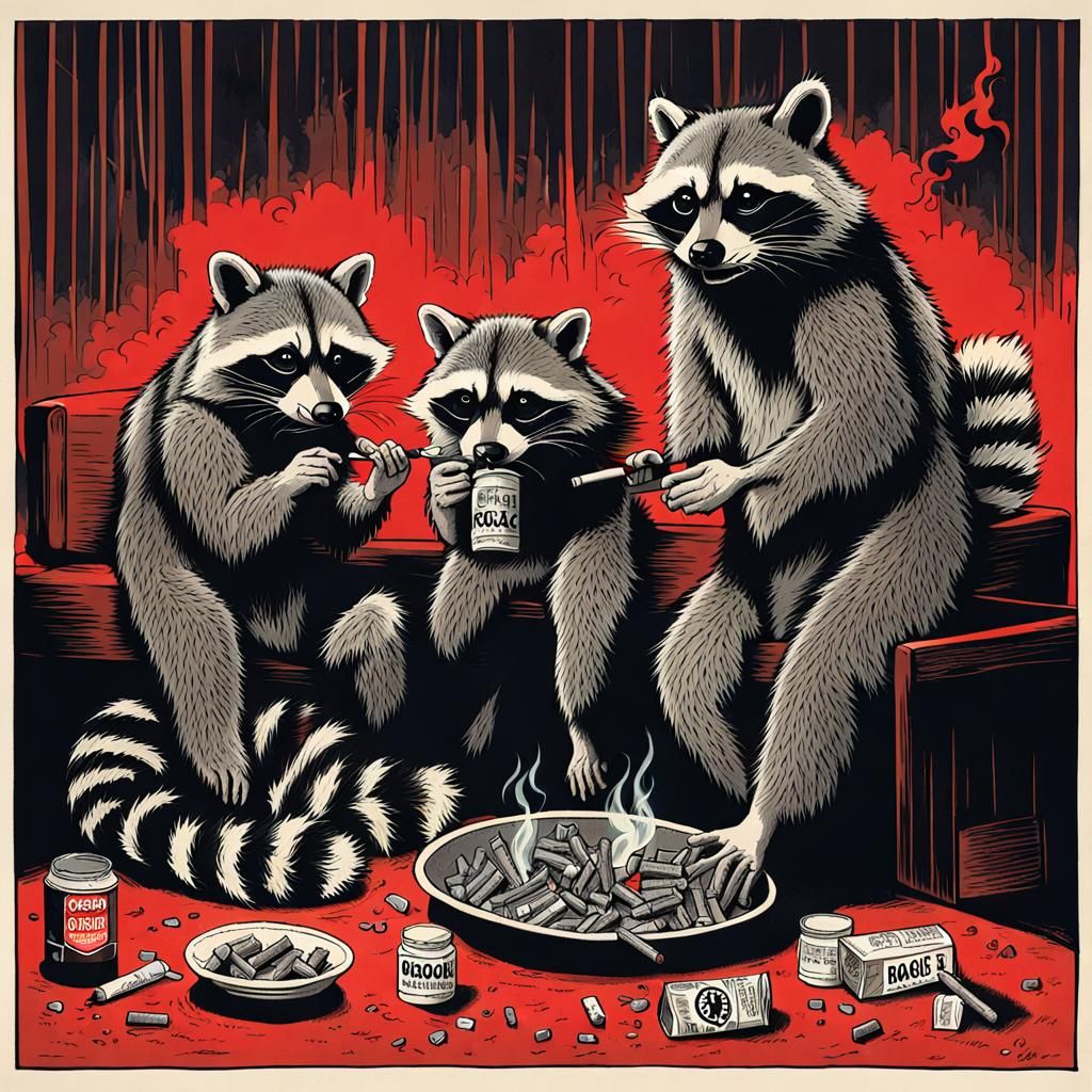 crack smoking raccoons