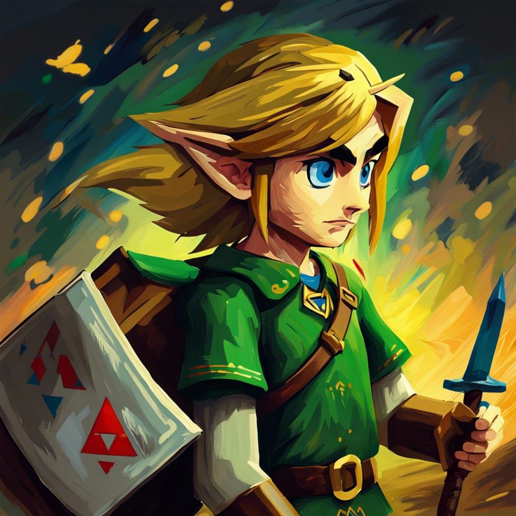 Link from Legend of Zelda as painted by Vincent Van Gogh - AI Generated ...