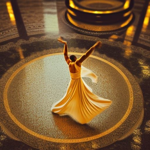HD ultra detailed photo of the mystical Whirling Dervish lev...