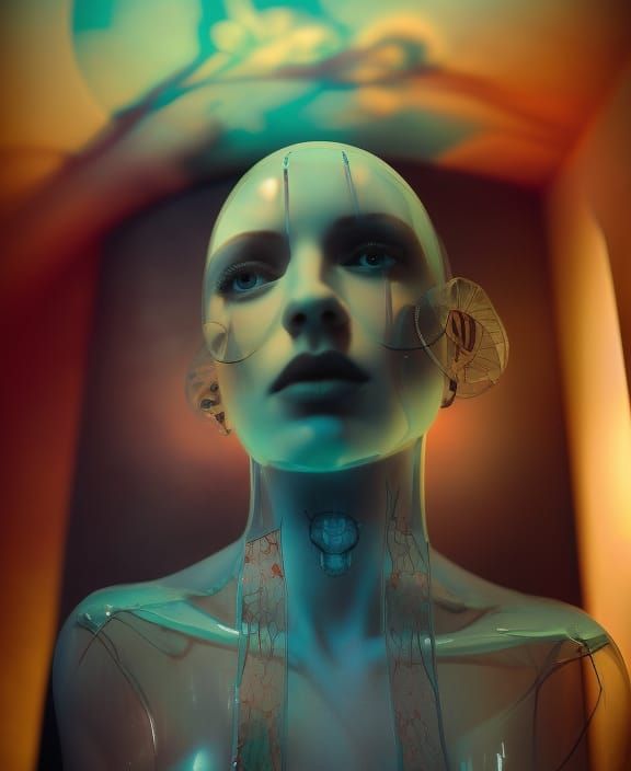 Detailed Amber Glass Object in Hyperrealistic Style