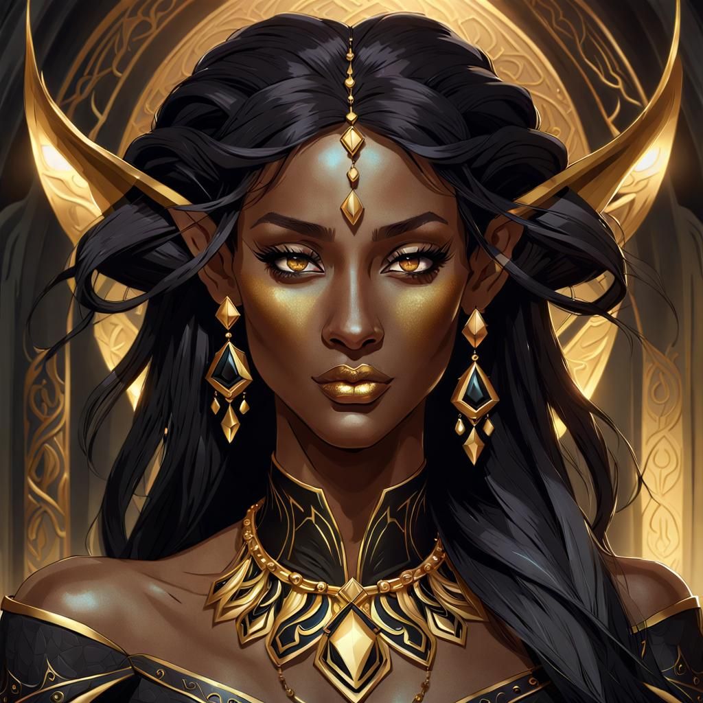 Black & Gold Elf 2 - AI Generated Artwork - NightCafe Creator