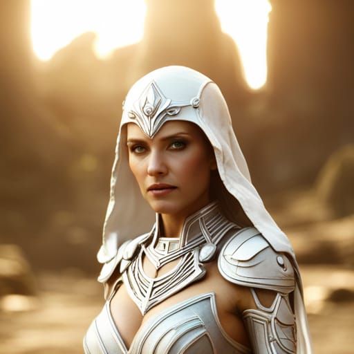 futuristic priestess in white
