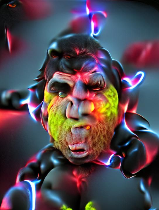 Angry Ape NFT 8K 3D 8k resolution glowing neon volumetric li...