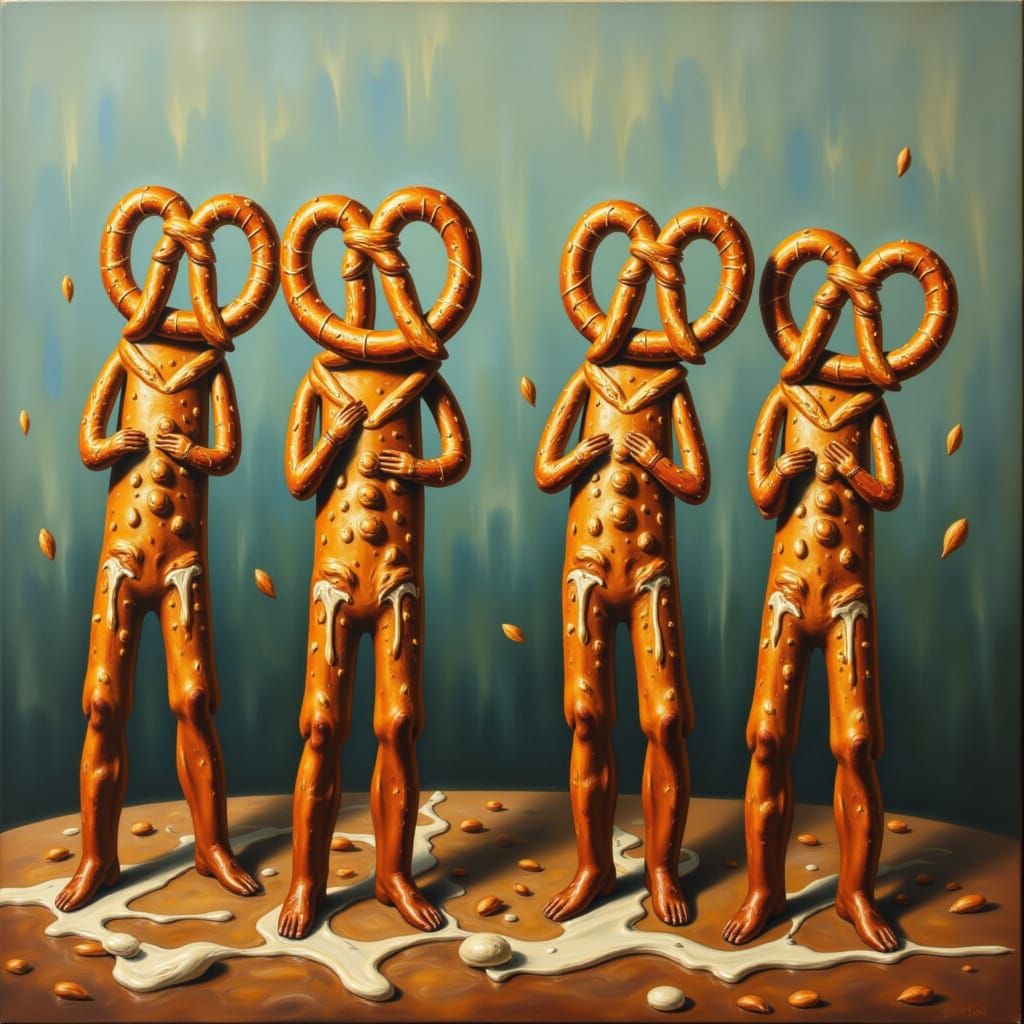 <lora:PRETZEL PEOPLE:1.0> in the style of James Bidgood