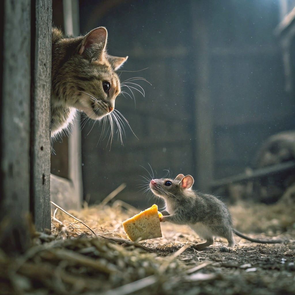 It's just a little piece of cheese, Mr. Cat...😸😸😁