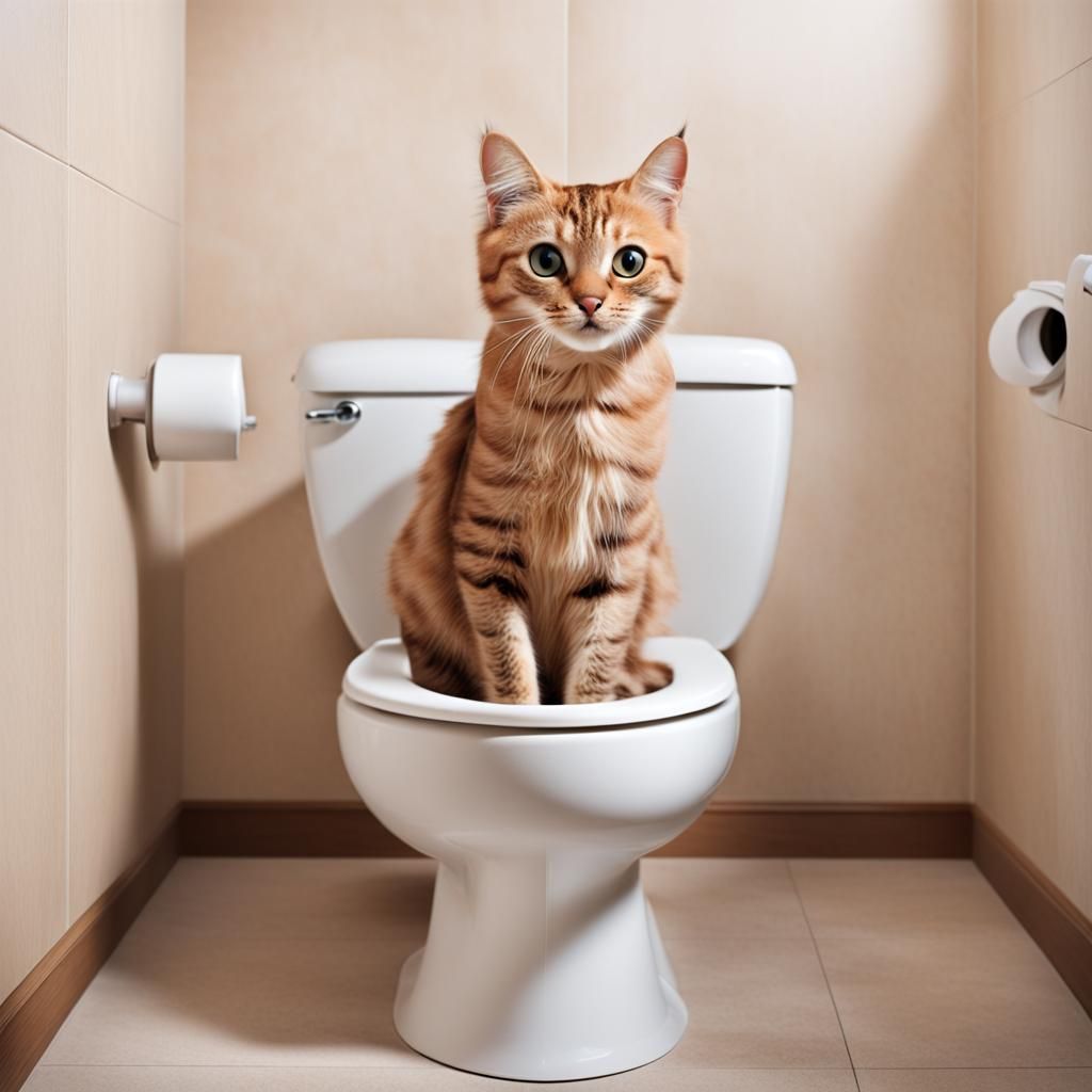 A cute cat using the toilet AI Generated Artwork NightCafe Creator