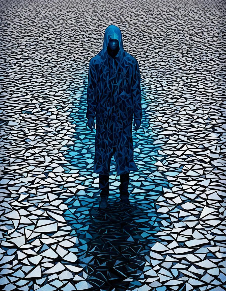 Mysterious Figure in Abstract Shapes