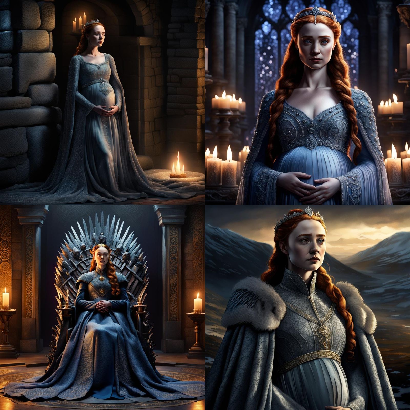Sansa Stark, as Queen in the North, 8-months pregnant, in a ...