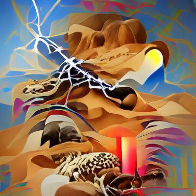 desert lightning maximalist poster art flickering light