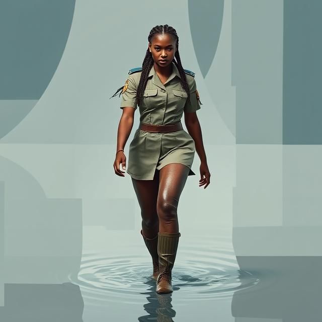 A Black Woman with braided hair dressed in an Airforce offic...