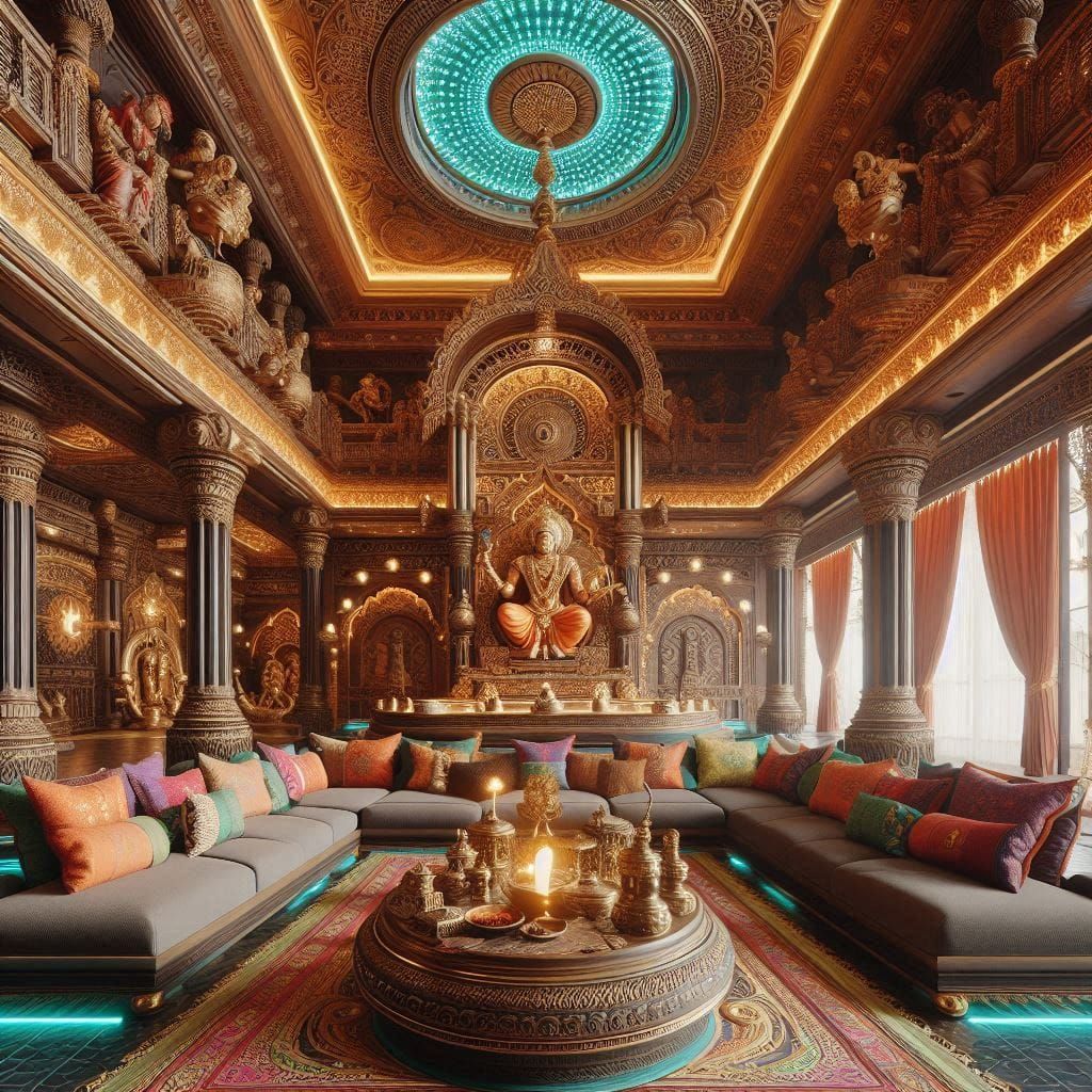 A  retro-futuristic royal hall