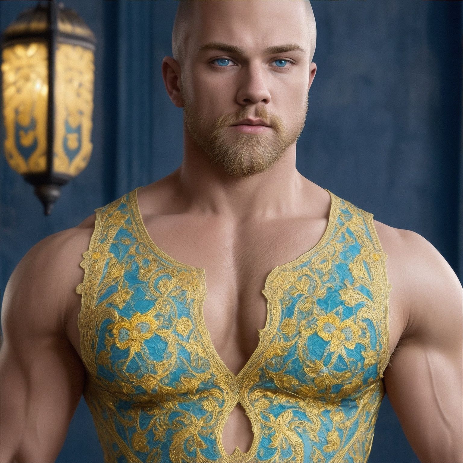 Handsome strong man SG wearing yellow west